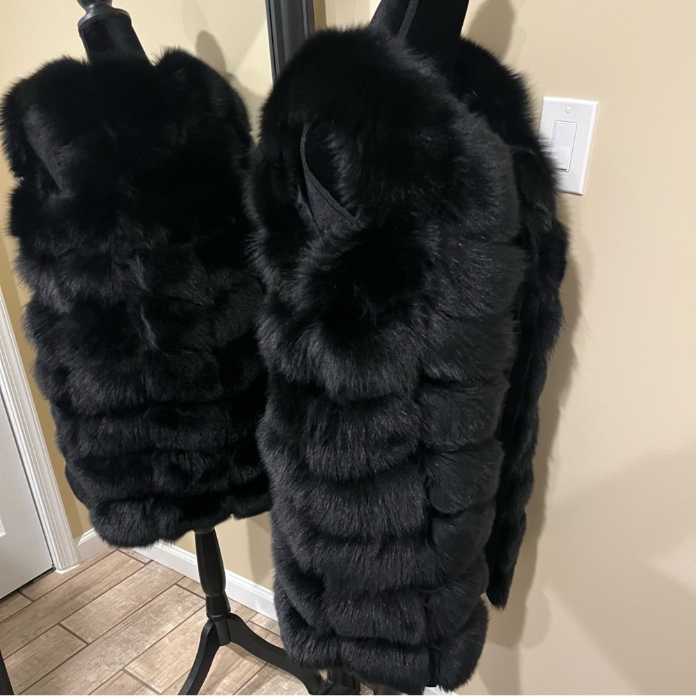 Genuine fox fur vest jacket coat trench winter bomber jacket real fur long vest - Picture 10 of 17